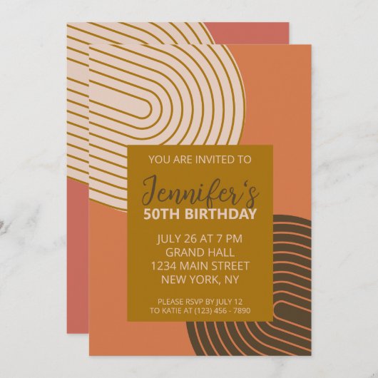 Invitation d'anniversaire géométrique moderne (Devant / Derrière)