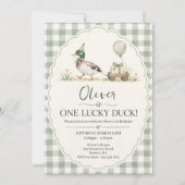 Invitation d'anniversaire Gingham Canard Colvert C (Devant)