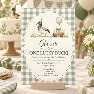 Invitation d'anniversaire Gingham Canard Colvert C