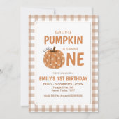 Invitation d'anniversaire Gingham Little Pumpkin 1 (Devant)