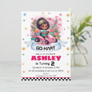 Invitation d'anniversaire Girly Go Kart