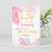 Invitation d'anniversaire Girly Pink and Gold Spec (Debout devant)