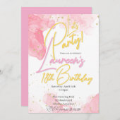 Invitation d'anniversaire Girly Pink and Gold Spec (Devant / Derrière)