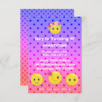 Invitation d'anniversaire Girly Polkadot Emoji