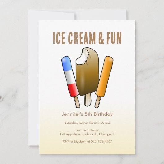 Invitation d'anniversaire Glace & Amusement (Devant)