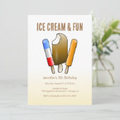 Invitation d'anniversaire Glace & Amusement (Debout devant)