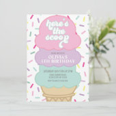 Invitation d'anniversaire Glace et Paillettes (Debout devant)