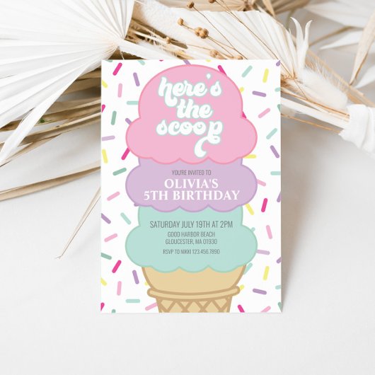 Invitation d'anniversaire Glace et Paillettes