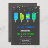 Invitation d'anniversaire glace popsicle garçon mi (Devant / Derrière)