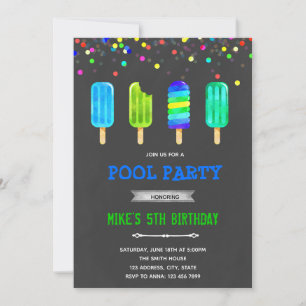 Invitation d'anniversaire glace popsicle garçon mi