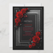Invitation d'anniversaire Glamour Noir Roses Rouge (Dos)