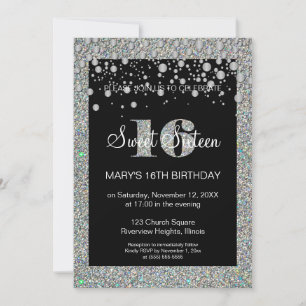 Invitation d'anniversaire Glitter Sweet 16