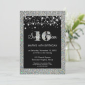 Invitation d'anniversaire Glitter Sweet 16 (Debout devant)