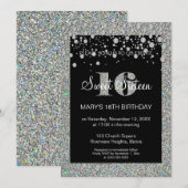 Invitation d'anniversaire Glitter Sweet 16 (Devant / Derrière)