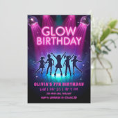 Invitation d'anniversaire Glow | Fête de danse aux (Debout devant)