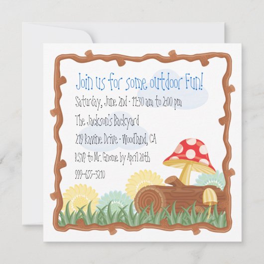 Invitation d'anniversaire Gnome (Dos)