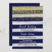 Invitation d'anniversaire Gold and Blue (Devant / Derrière)