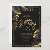 Invitation d'anniversaire Gold & Black de luxe (Devant)