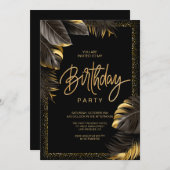 Invitation d'anniversaire Gold & Black de luxe (Devant / Derrière)