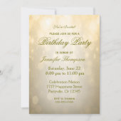Invitation d'anniversaire | Gold Bokeh (Devant)
