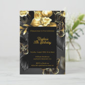 Invitation d'anniversaire Gold Floral (Debout devant)