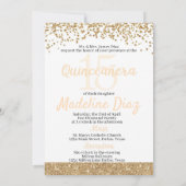 Invitation d'anniversaire Gold Quinceanera Cumplea (Dos)