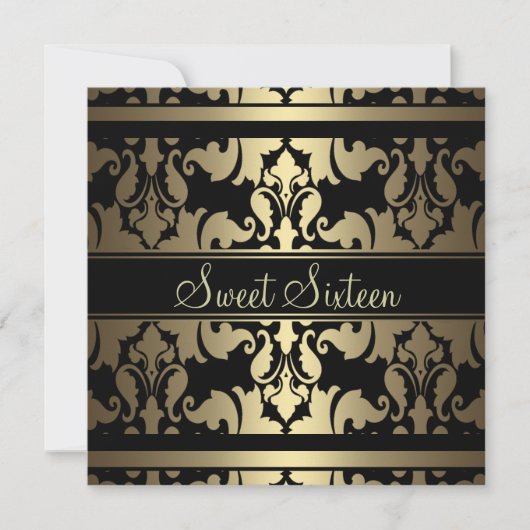 Invitation d'anniversaire Gold Royal Damask Sweet1 (Devant)