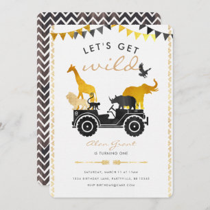 Invitation d'anniversaire Gold Safari