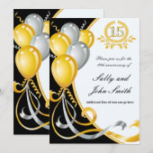 Invitation d'anniversaire Gold & Silver 15e annive (Devant / Derrière)