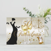 Invitation d'anniversaire Gold Sparkle 50 & Fabule (Debout devant)