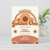 Invitation d'anniversaire Golden One Fille | Rétro (Debout devant)