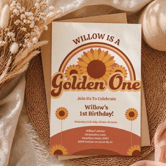Invitation d'anniversaire Golden One Fille | Rétro