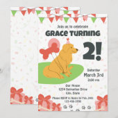 Invitation d'anniversaire Golden Retriever (Devant / Derrière)