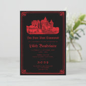 Invitation d'anniversaire gothique Château Vampire (Debout devant)