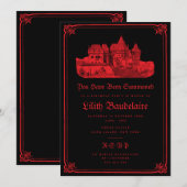 Invitation d'anniversaire gothique Château Vampire (Devant / Derrière)