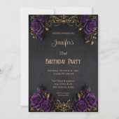 Invitation d'anniversaire gothique floral (Devant)
