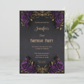 Invitation d'anniversaire gothique floral (Debout devant)