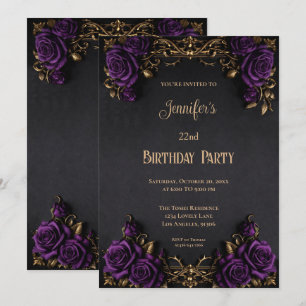 Invitation d'anniversaire gothique floral