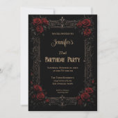 Invitation d'anniversaire gothique floral (Devant)