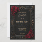 Invitation d'anniversaire gothique florale (Devant)