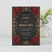 Invitation d'anniversaire gothique florale (Debout devant)