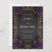 Invitation d'anniversaire gothique florale (Devant)