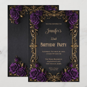 Invitation d'anniversaire gothique florale