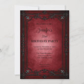 Invitation d'anniversaire gothique rouge foncé (Devant)