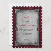 Invitation d'anniversaire gothique rouge foncé (Devant)