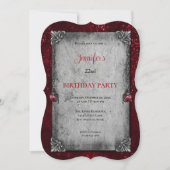Invitation d'anniversaire gothique rouge foncé (Devant)