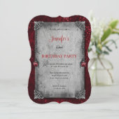 Invitation d'anniversaire gothique rouge foncé (Debout devant)
