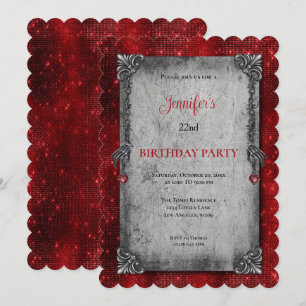 Invitation d'anniversaire gothique rouge foncé