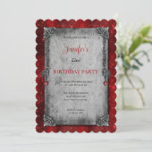 Invitation d'anniversaire gothique rouge foncé (Debout devant)