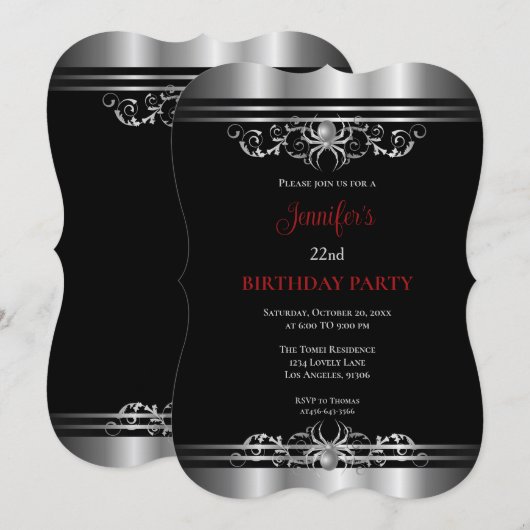 Invitation d'anniversaire gothique sombre (Devant / Derrière)